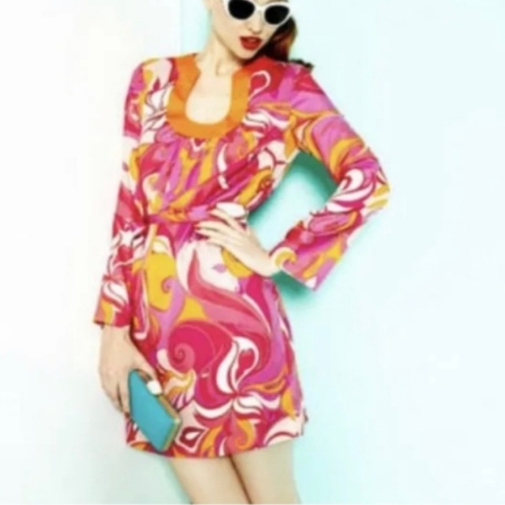 TRINA TURK Banana Repubkic Paisley Swirl Silk Blend Multicolored Dress NWOT - Picture 3 of 11